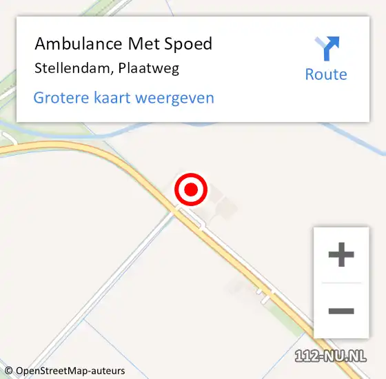Locatie op kaart van de 112 melding: Ambulance Met Spoed Naar Stellendam, Plaatweg op 14 januari 2023 14:55