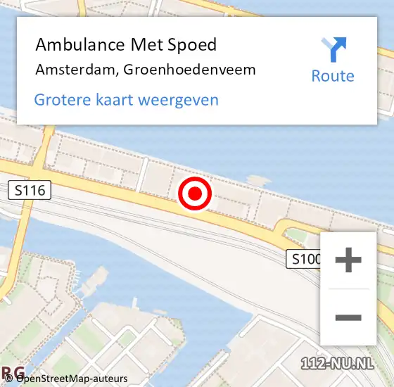 Locatie op kaart van de 112 melding: Ambulance Met Spoed Naar Amsterdam, Groenhoedenveem op 14 januari 2023 16:00