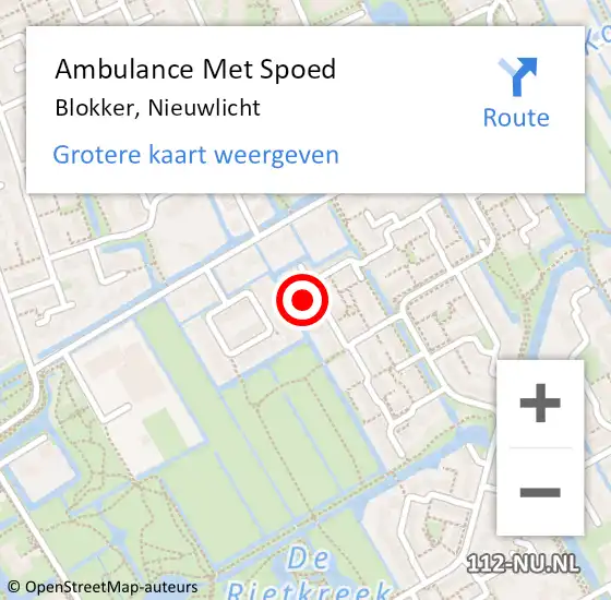Locatie op kaart van de 112 melding: Ambulance Met Spoed Naar Blokker, Nieuwlicht op 14 januari 2023 18:37