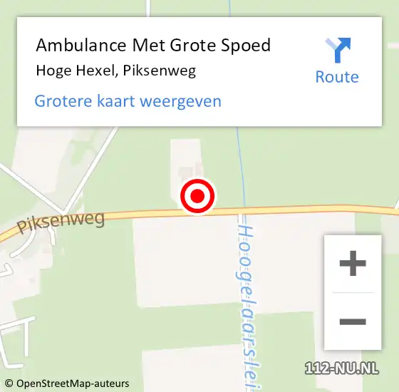 Locatie op kaart van de 112 melding: Ambulance Met Grote Spoed Naar Hoge Hexel, Piksenweg op 14 januari 2023 21:24