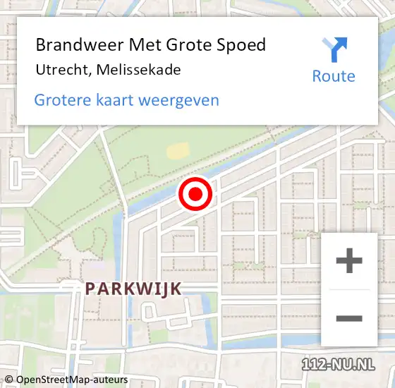 Locatie op kaart van de 112 melding: Brandweer Met Grote Spoed Naar Utrecht, Melissekade op 15 januari 2023 01:41