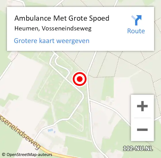 Locatie op kaart van de 112 melding: Ambulance Met Grote Spoed Naar Heumen, Vosseneindseweg op 15 januari 2023 06:46