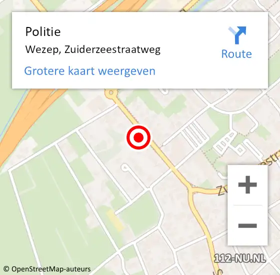Locatie op kaart van de 112 melding: Politie Wezep, Zuiderzeestraatweg op 15 januari 2023 09:07