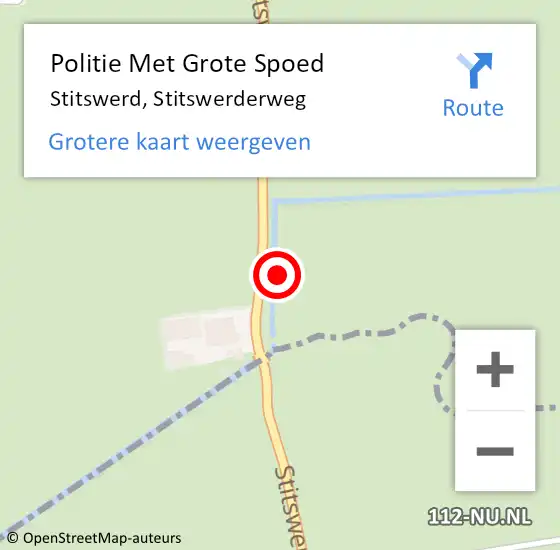 Locatie op kaart van de 112 melding: Politie Met Grote Spoed Naar Stitswerd, Stitswerderweg op 15 januari 2023 09:27