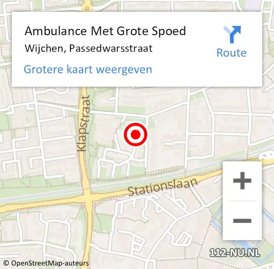 Locatie op kaart van de 112 melding: Ambulance Met Grote Spoed Naar Wijchen, Passedwarsstraat op 15 januari 2023 11:48