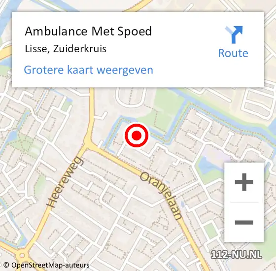 Locatie op kaart van de 112 melding: Ambulance Met Spoed Naar Lisse, Zuiderkruis op 15 januari 2023 11:57