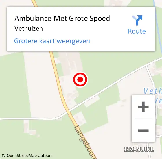 Locatie op kaart van de 112 melding: Ambulance Met Grote Spoed Naar Vethuizen op 15 januari 2023 13:25