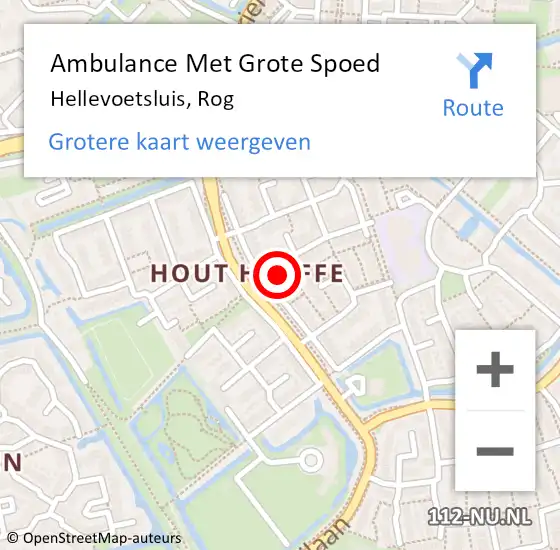 Locatie op kaart van de 112 melding: Ambulance Met Grote Spoed Naar Hellevoetsluis, Rog op 15 januari 2023 13:56