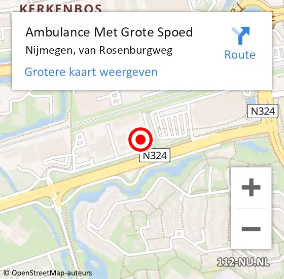 Locatie op kaart van de 112 melding: Ambulance Met Grote Spoed Naar Nijmegen, van Rosenburgweg op 15 januari 2023 17:20