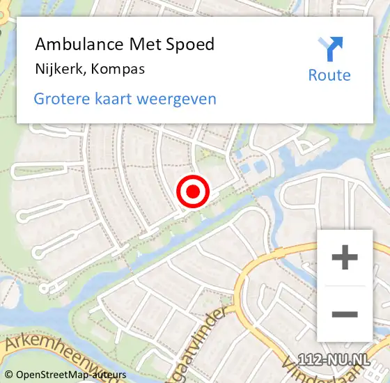Locatie op kaart van de 112 melding: Ambulance Met Spoed Naar Nijkerk, Kompas op 15 januari 2023 17:38