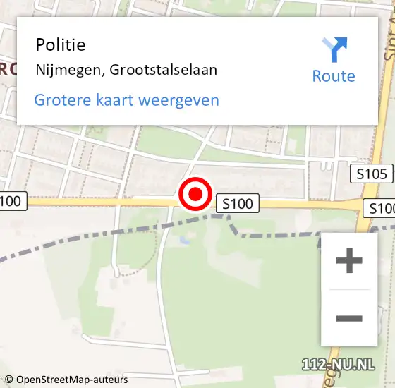 Locatie op kaart van de 112 melding: Politie Nijmegen, Grootstalselaan op 15 januari 2023 18:49