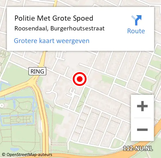 Locatie op kaart van de 112 melding: Politie Met Grote Spoed Naar Roosendaal, Burgerhoutsestraat op 15 januari 2023 23:05