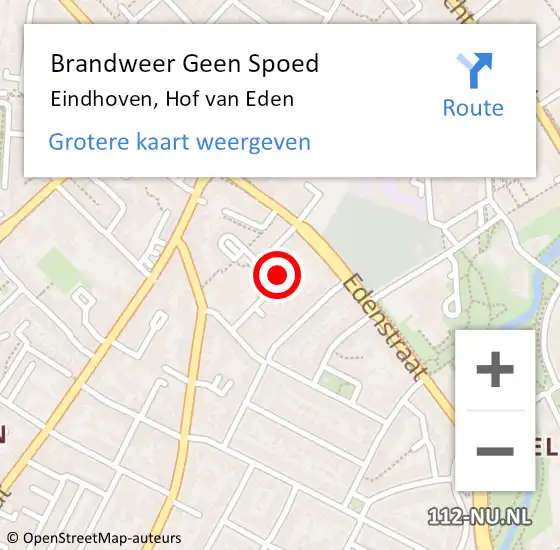 Locatie op kaart van de 112 melding: Brandweer Geen Spoed Naar Eindhoven, Hof van Eden op 15 januari 2023 23:44