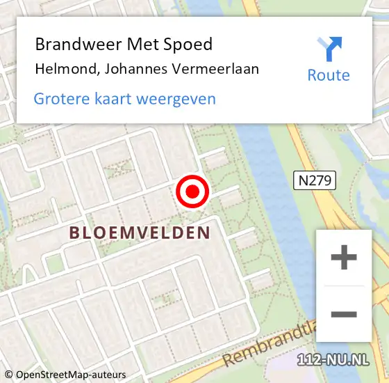 Locatie op kaart van de 112 melding: Brandweer Met Spoed Naar Helmond, Johannes Vermeerlaan op 16 januari 2023 01:10