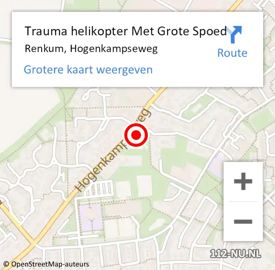Locatie op kaart van de 112 melding: Trauma helikopter Met Grote Spoed Naar Renkum, Hogenkampseweg op 16 januari 2023 07:15