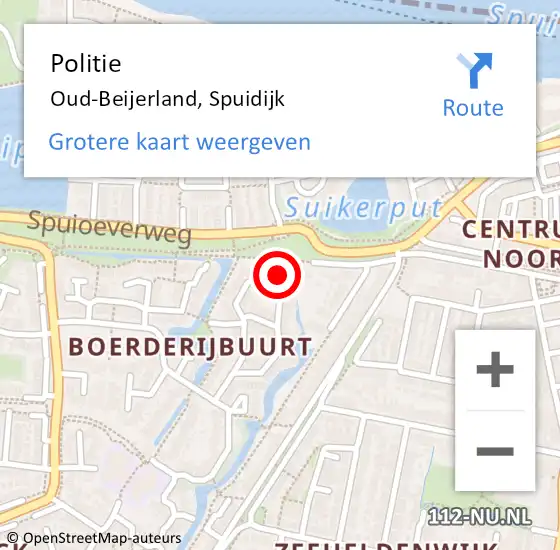 Locatie op kaart van de 112 melding: Politie Oud-Beijerland, Spuidijk op 16 januari 2023 09:01
