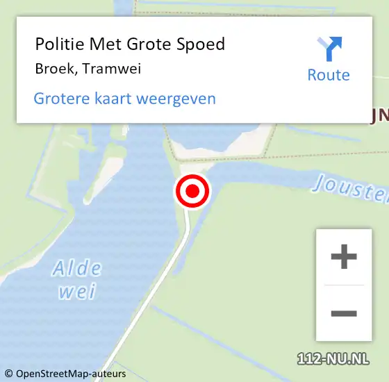 Locatie op kaart van de 112 melding: Politie Met Grote Spoed Naar Broek, Tramwei op 16 januari 2023 09:33