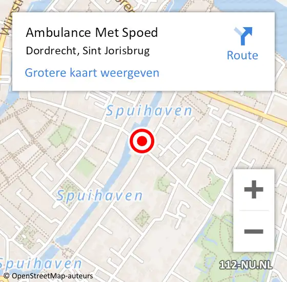Locatie op kaart van de 112 melding: Ambulance Met Spoed Naar Dordrecht, Sint Jorisbrug op 16 januari 2023 09:59