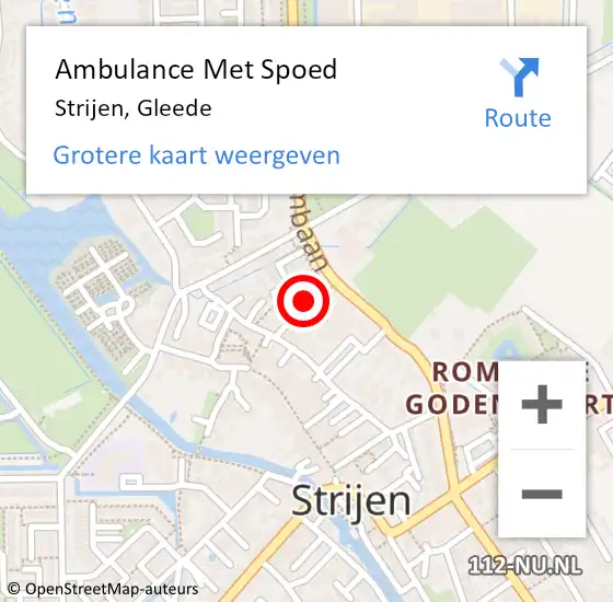 Locatie op kaart van de 112 melding: Ambulance Met Spoed Naar Strijen, Gleede op 16 januari 2023 11:09