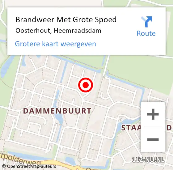Locatie op kaart van de 112 melding: Brandweer Met Grote Spoed Naar Oosterhout, Heemraadsdam op 16 januari 2023 12:04