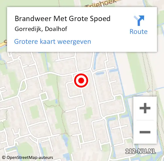 Locatie op kaart van de 112 melding: Brandweer Met Grote Spoed Naar Gorredijk, Doalhof op 12 augustus 2014 11:38