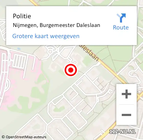 Locatie op kaart van de 112 melding: Politie Nijmegen, Burgemeester Daleslaan op 16 januari 2023 12:36