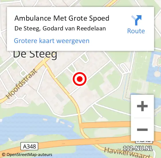 Locatie op kaart van de 112 melding: Ambulance Met Grote Spoed Naar De Steeg, Godard van Reedelaan op 16 januari 2023 13:05