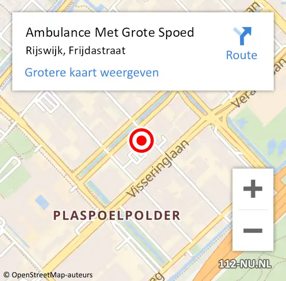 Locatie op kaart van de 112 melding: Ambulance Met Grote Spoed Naar Rijswijk, Frijdastraat op 16 januari 2023 14:00