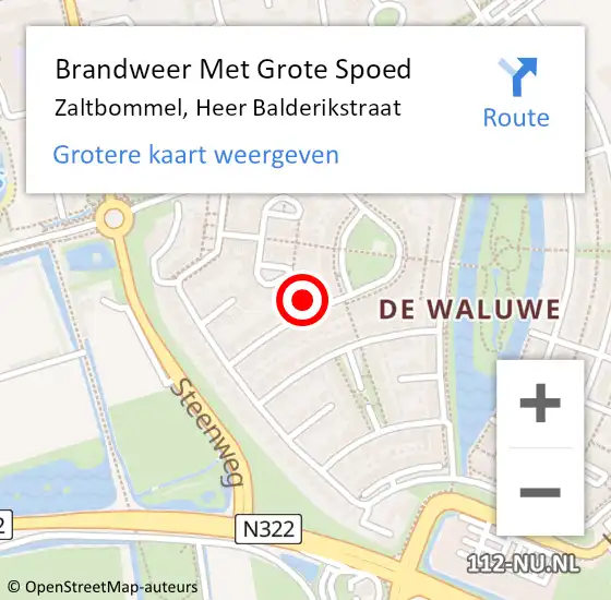 Locatie op kaart van de 112 melding: Brandweer Met Grote Spoed Naar Zaltbommel, Heer Balderikstraat op 16 januari 2023 14:36