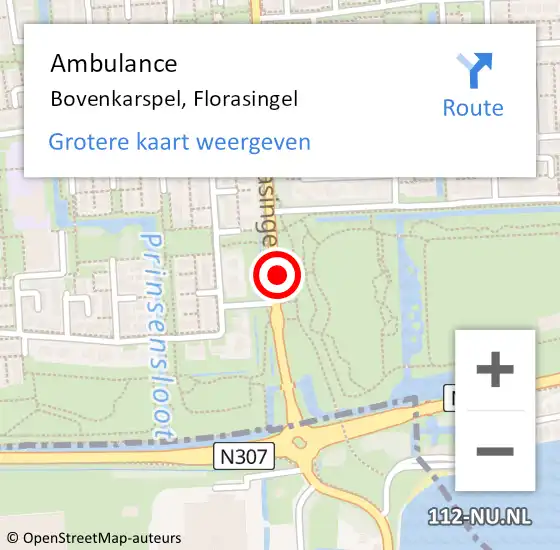 Locatie op kaart van de 112 melding: Ambulance Bovenkarspel, Florasingel op 16 januari 2023 16:56