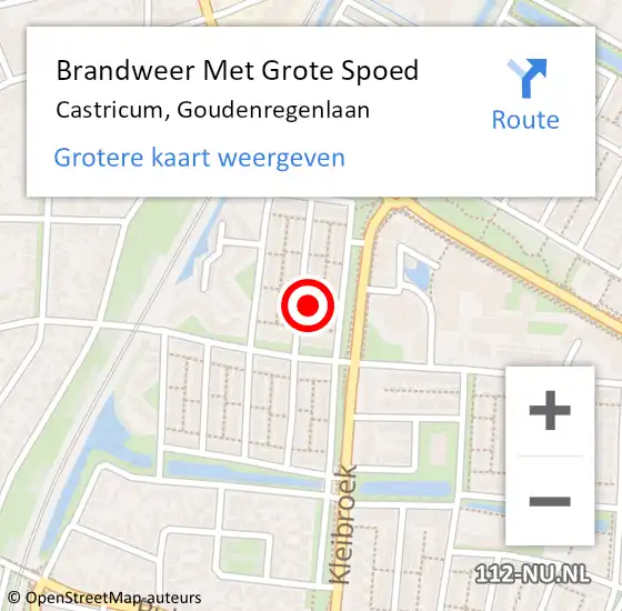 Locatie op kaart van de 112 melding: Brandweer Met Grote Spoed Naar Castricum, Goudenregenlaan op 16 januari 2023 19:17