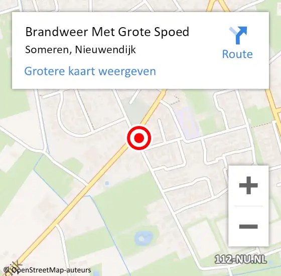 Locatie op kaart van de 112 melding: Brandweer Met Grote Spoed Naar Someren, Nieuwendijk op 16 januari 2023 19:44