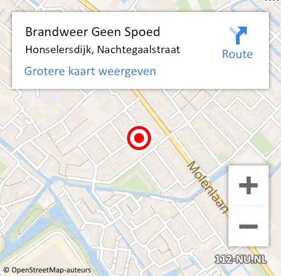 Locatie op kaart van de 112 melding: Brandweer Geen Spoed Naar Honselersdijk, Nachtegaalstraat op 17 januari 2023 00:02