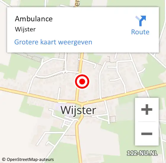 Locatie op kaart van de 112 melding: Ambulance Wijster op 17 januari 2023 06:50