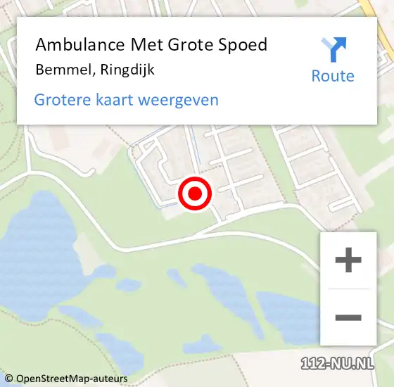 Locatie op kaart van de 112 melding: Ambulance Met Grote Spoed Naar Bemmel, Ringdijk op 17 januari 2023 07:47
