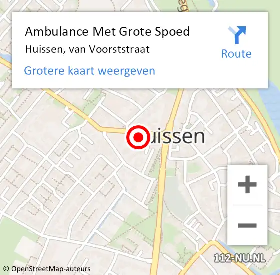 Locatie op kaart van de 112 melding: Ambulance Met Grote Spoed Naar Huissen, van Voorststraat op 17 januari 2023 09:40