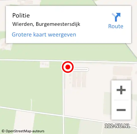 Locatie op kaart van de 112 melding: Politie Wierden, Burgemeestersdijk op 17 januari 2023 10:01