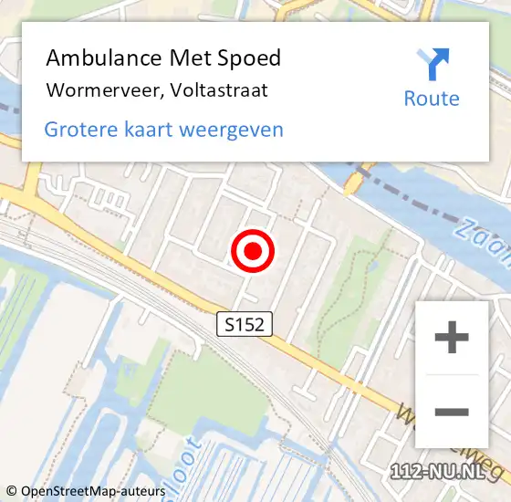 Locatie op kaart van de 112 melding: Ambulance Met Spoed Naar Wormerveer, Voltastraat op 17 januari 2023 10:52