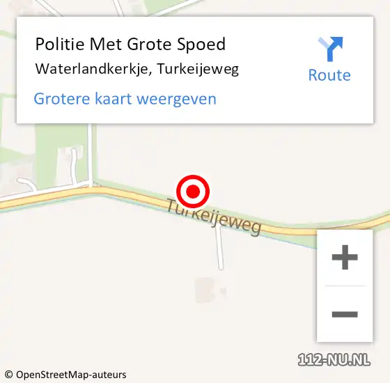 Locatie op kaart van de 112 melding: Politie Met Grote Spoed Naar Waterlandkerkje, Turkeijeweg op 17 januari 2023 11:09