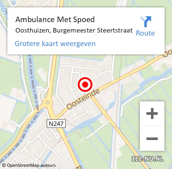 Locatie op kaart van de 112 melding: Ambulance Met Spoed Naar Oosthuizen, Burgemeester Steertstraat op 17 januari 2023 11:22