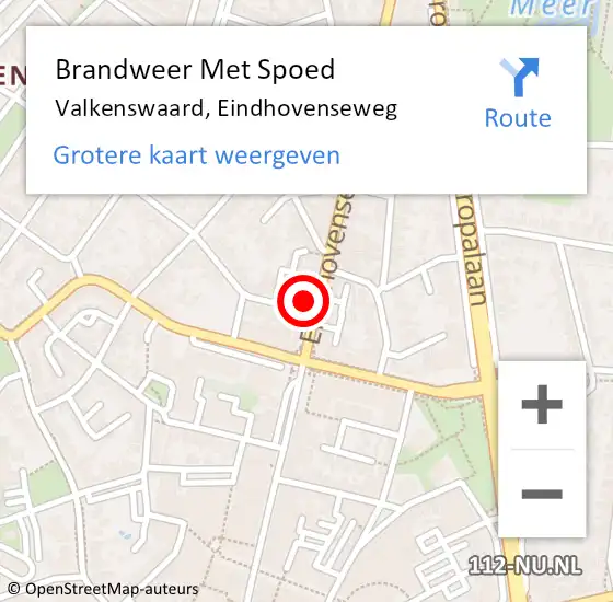 Locatie op kaart van de 112 melding: Brandweer Met Spoed Naar Valkenswaard, Eindhovenseweg op 17 januari 2023 12:43