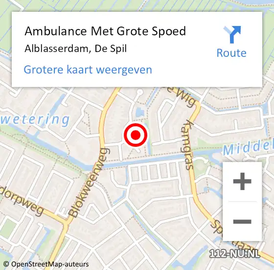 Locatie op kaart van de 112 melding: Ambulance Met Grote Spoed Naar Alblasserdam, De Spil op 17 januari 2023 13:12