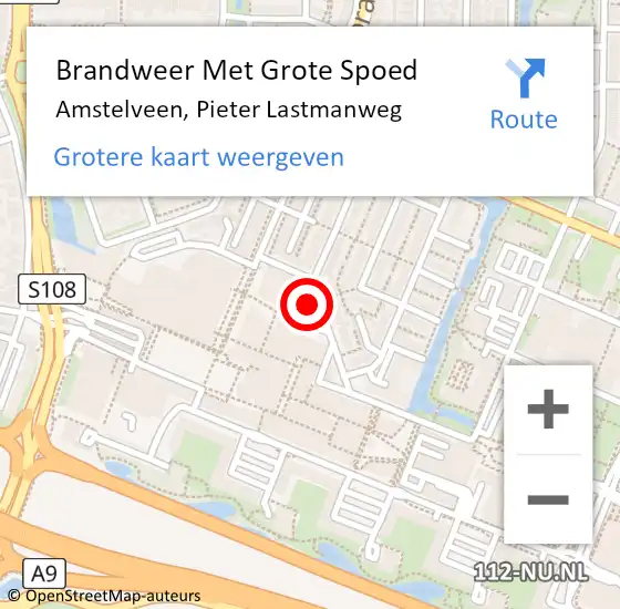 Locatie op kaart van de 112 melding: Brandweer Met Grote Spoed Naar Amstelveen, Pieter Lastmanweg op 17 januari 2023 13:21