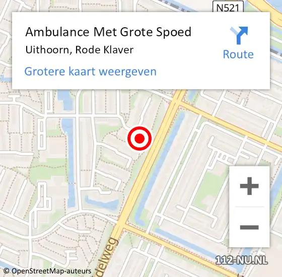 Locatie op kaart van de 112 melding: Ambulance Met Grote Spoed Naar Uithoorn, Rode Klaver op 17 januari 2023 13:46
