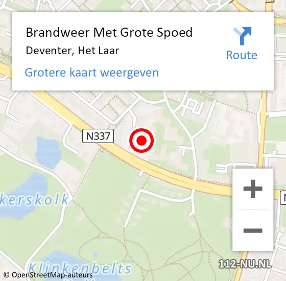 Locatie op kaart van de 112 melding: Brandweer Met Grote Spoed Naar Deventer, Het Laar op 17 januari 2023 15:39