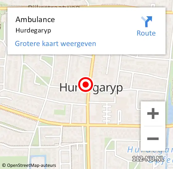 Locatie op kaart van de 112 melding: Ambulance Hurdegaryp op 17 januari 2023 15:55