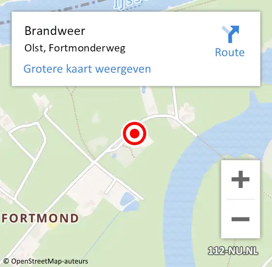 Locatie op kaart van de 112 melding: Brandweer Olst, Fortmonderweg op 17 januari 2023 17:12