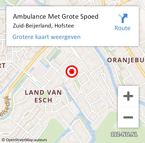 Locatie op kaart van de 112 melding: Ambulance Met Grote Spoed Naar Zuid-Beijerland, Hofstee op 17 januari 2023 17:15