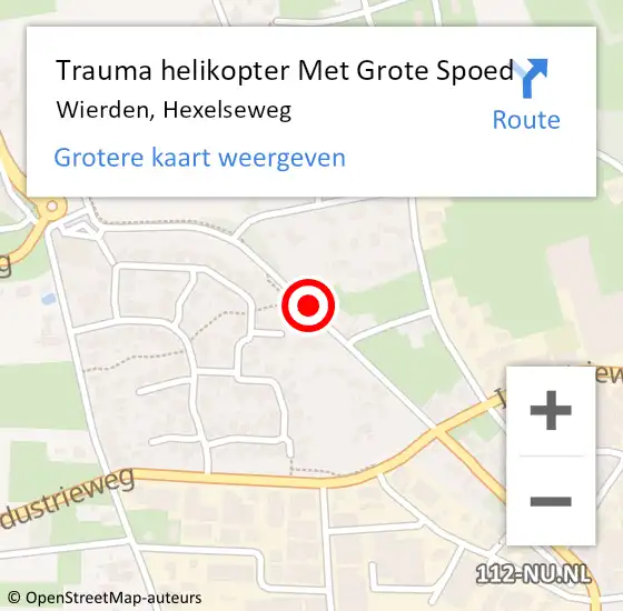 Locatie op kaart van de 112 melding: Trauma helikopter Met Grote Spoed Naar Wierden, Hexelseweg op 17 januari 2023 20:10