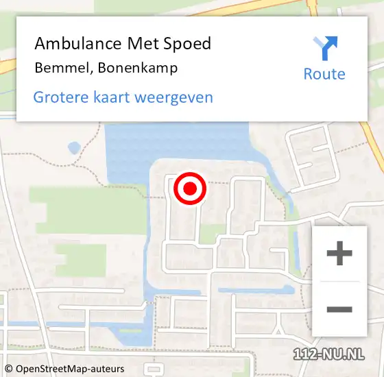 Locatie op kaart van de 112 melding: Ambulance Met Spoed Naar Bemmel, Bonenkamp op 17 januari 2023 20:55